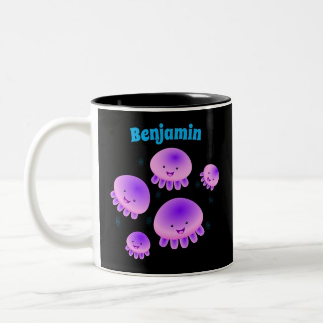 Taza Bicolor Gallito rosa morado kawaii personalizado (Izquierda)