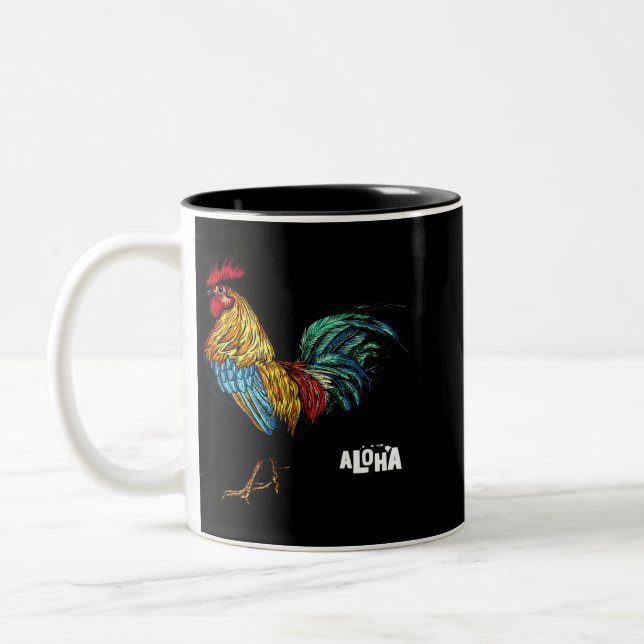 Taza Bicolor gallo de gallina hawaii aloha hawaiian 157 (Izquierda)