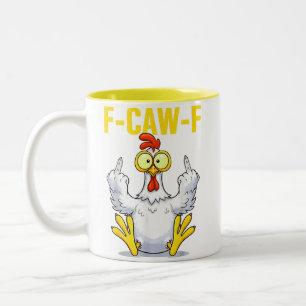 Taza Bicolor Gallo F-Caw-F Meme Chiste Divertido de Pollo G