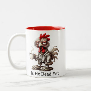 Taza Bicolor Gallo Gruñón Mañana ¿Está Ya Muerto Café