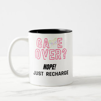 Taza Bicolor Game Over Nope Just Recharge Neon Gamer