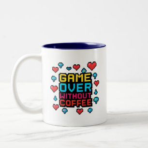 Taza Bicolor Gamer Coffee Mug - Regalo Retro Pixel Art Caffeine