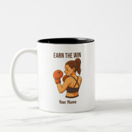 Taza Bicolor Gana La Victoria Boxeo Chica Nombre Personalizado 
