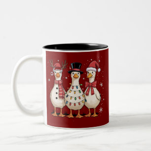 Taza Bicolor Ganso de Navidad Santa Tonto Lindo Muñeco de Nieve