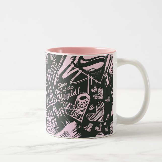 Taza Bicolor Garabatos rosados y negros de superchica (Derecha)