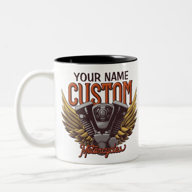 Taza Bicolor Garaje de motocicleta personalizada Eagle Wings Bi (Izquierda)