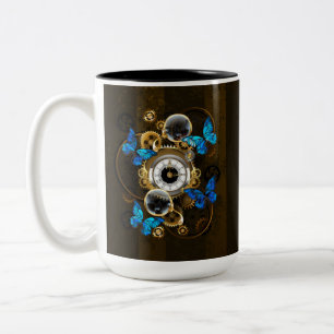 Taza Bicolor Gases de vapor y mariposas azules