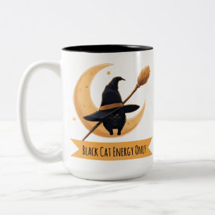 Taza Bicolor Gata Negra Energía Solo Amante de Gatos Mamá Gata