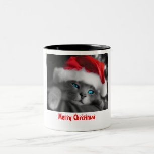 Taza Bicolor Gatito del navidad