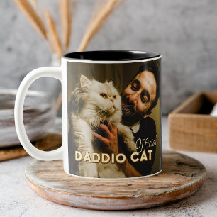 Taza Bicolor Gatito Papá Foto y Nombre de Gato Personalizados M