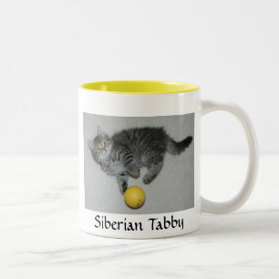 Taza Bicolor Gatito siberiano del Tabby de Nikarl en la taza…