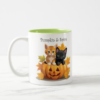 Taza Bicolor Gatitos de calabaza y especias calabaza