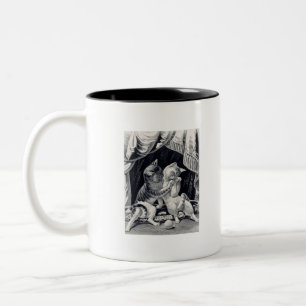 Taza Bicolor Gatitos enamorados dibujando en blanco y negro