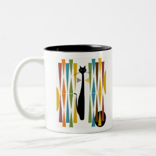 Taza Bicolor Gato 2 del arte de MidMod