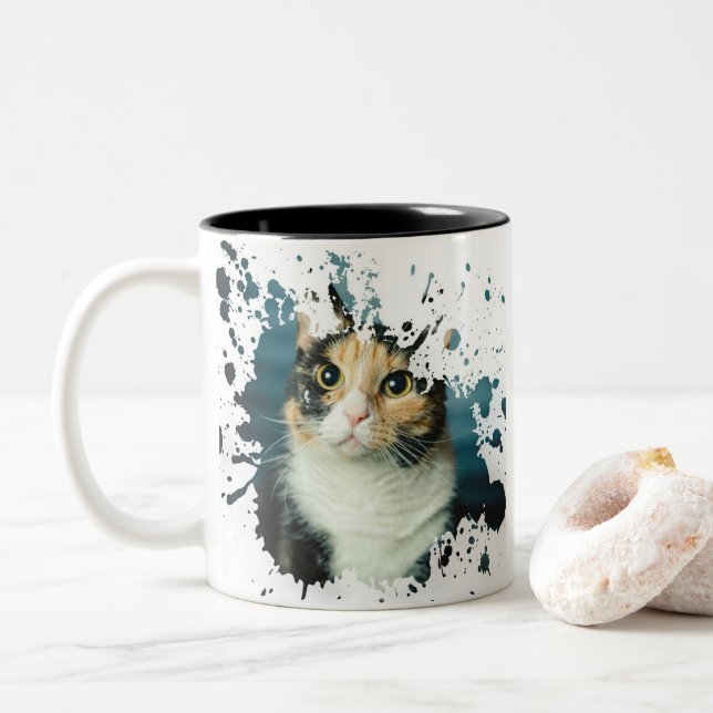 Taza Bicolor Gato Adorable (Con donut)