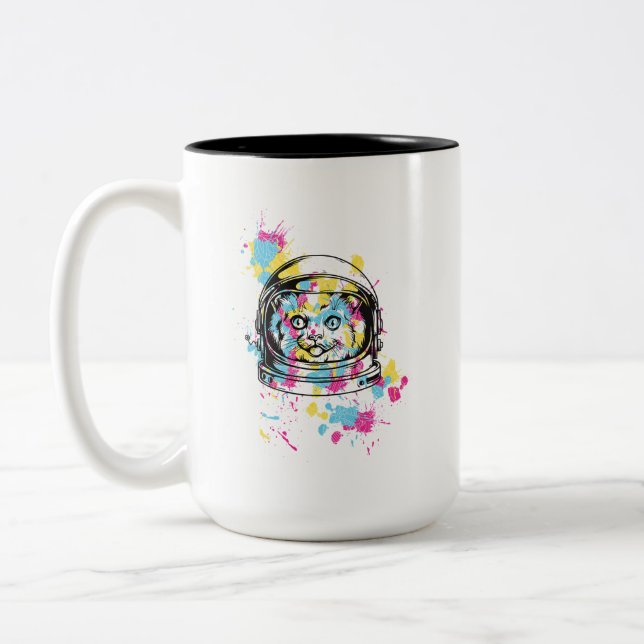 Taza Bicolor Gato Astronauta (Izquierda)