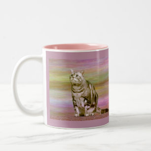 Taza Bicolor Gato atigrado plateado