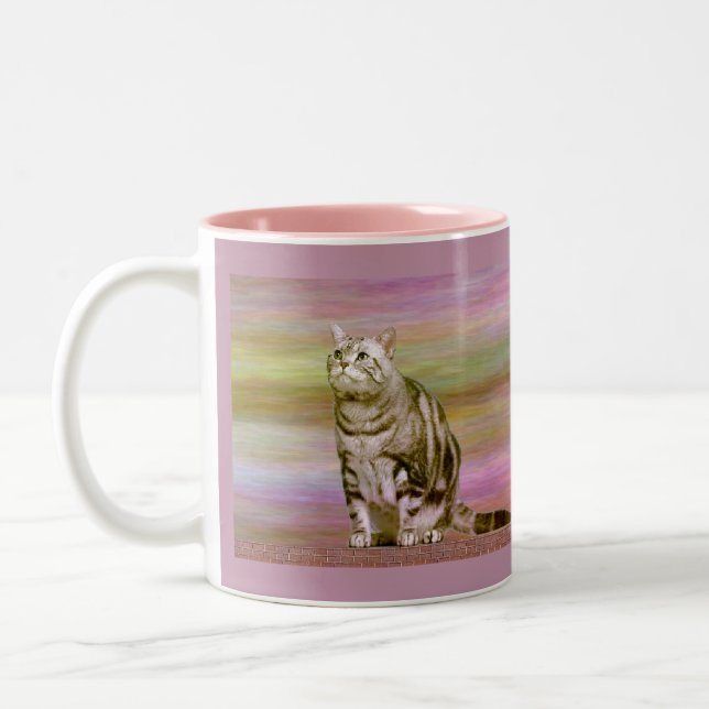 Taza Bicolor Gato atigrado plateado (Izquierda)