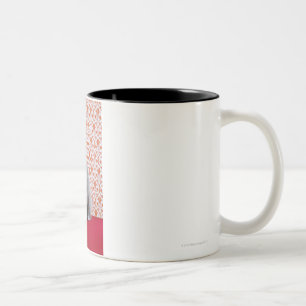 Taza Bicolor Gato (azul ruso) y fondo del papel pintado