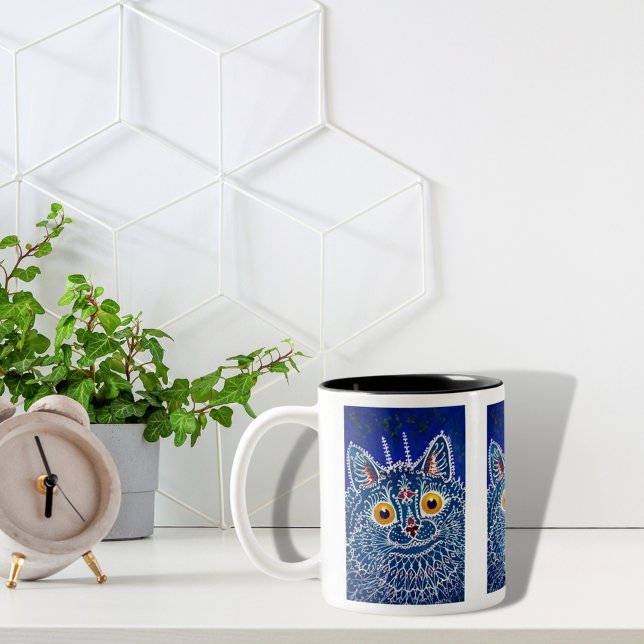 Taza Bicolor Gato azul singular kaleidoscopio artístico lindo (Subido por el creador)