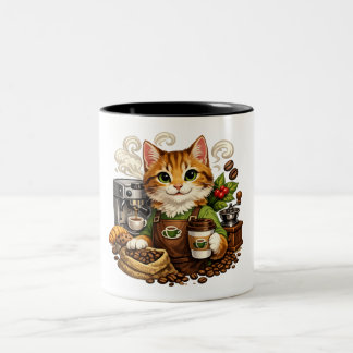 Taza Bicolor Gato Barista Amante del Café