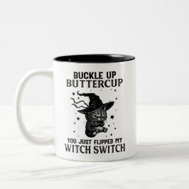 Taza Bicolor Gato Buckup Buttercup Funny Cat Amantes Halloween