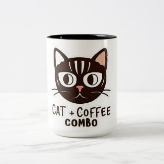 Taza Bicolor Gato + Café Mug Combo