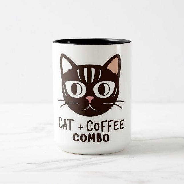 Taza Bicolor Gato + Café Mug Combo (Centro)