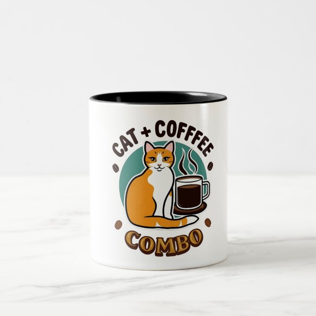 Taza Bicolor Gato + Café Mug Combo (Centro)