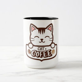 Taza Bicolor Gato + Café Mug Combo