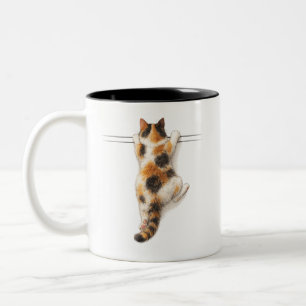 Taza Bicolor Gato Calico Divertido Camiseta Aguanta