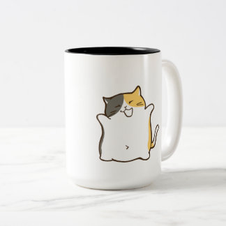 Taza Bicolor Gato Calico Regordete - Sticker Kawaii