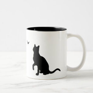 Taza Bicolor Gato con mariposa Mug