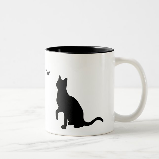 Taza Bicolor Gato con mariposa Mug (Derecha)