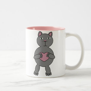Taza Bicolor Gato con Mug cardíaco