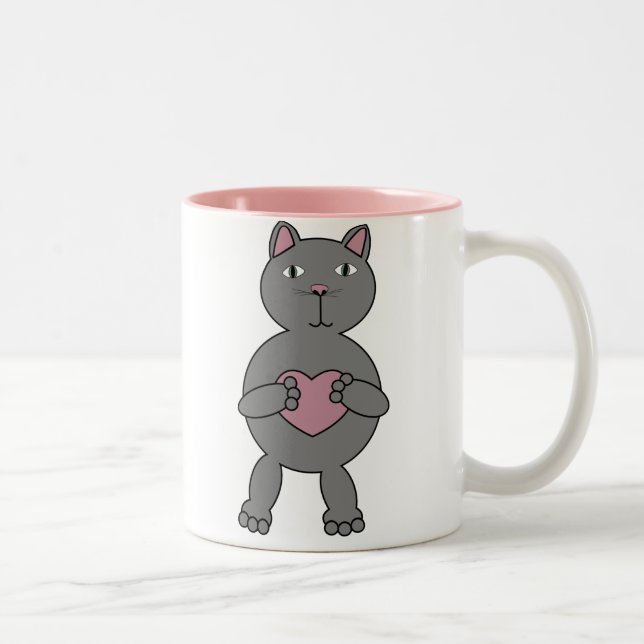 Taza Bicolor Gato con Mug cardíaco (Derecha)