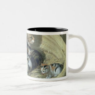 Taza Bicolor Gato con sus gatitos en una cesta, 1797