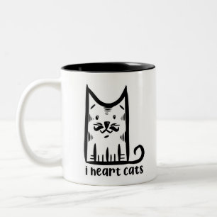 Taza Bicolor Gato con un bigote elegante, amo a los gatos