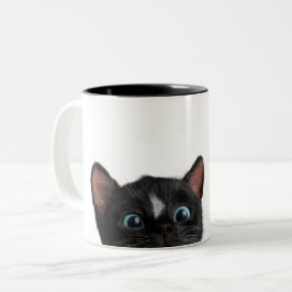 Taza Bicolor Gato curioso lindo