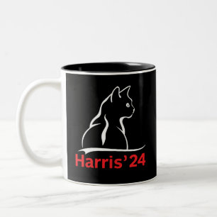 Taza Bicolor Gato Damas de Kamala, presidente del gato 2024 Kam
