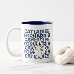 Taza Bicolor Gato Damas para Kamala Harris por la presidencia 2