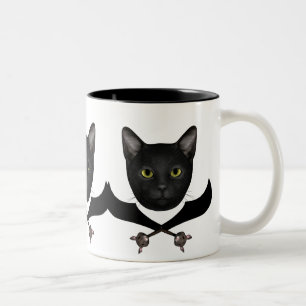 Taza Bicolor Gato de bandera pirata