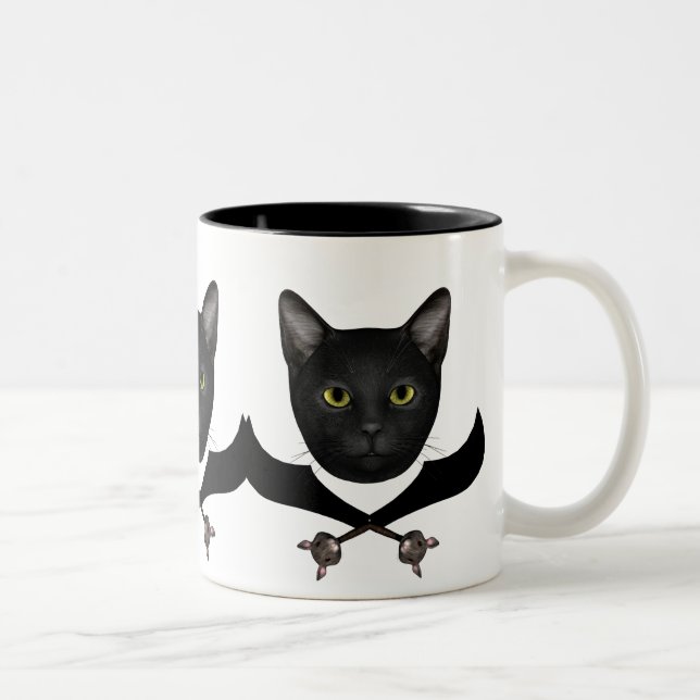 Taza Bicolor Gato de bandera pirata (Derecha)