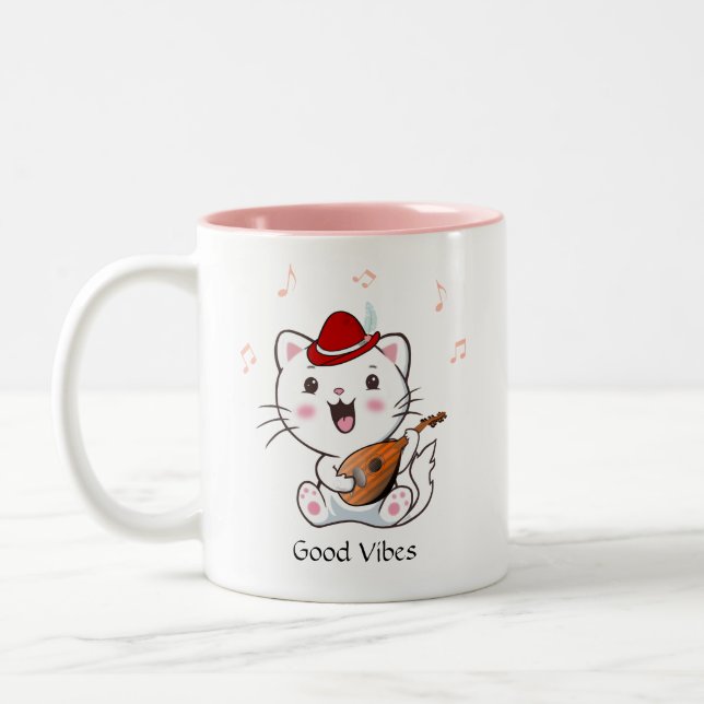 Taza Bicolor Gato de Bard Kitty Musical con Mandolin (Izquierda)