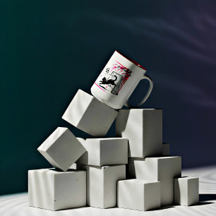 Taza Bicolor Gato de flor de cerezo caprichoso: perfecto para d