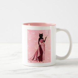 Taza Bicolor Gato de glamour en rosa