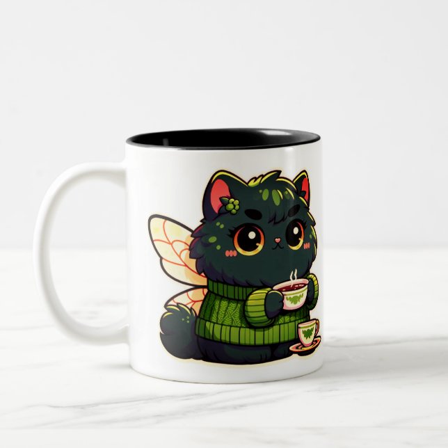 Taza Bicolor Gato de hadas del amante del té (Izquierda)