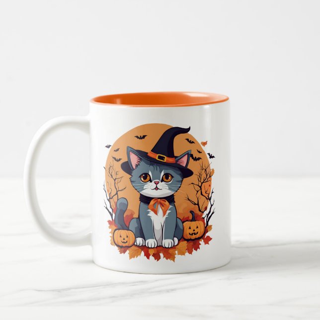 Taza Bicolor Gato de Halloween (Izquierda)