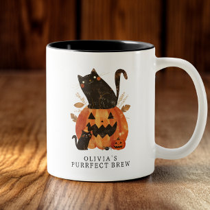 Taza Bicolor Gato de Halloween personalizado lindo