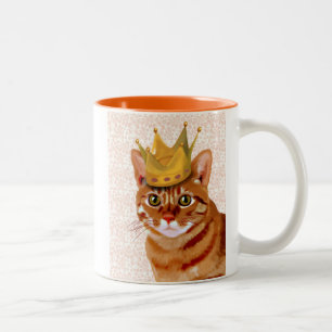 Taza Bicolor Gato de jengibre con retrato de la corona